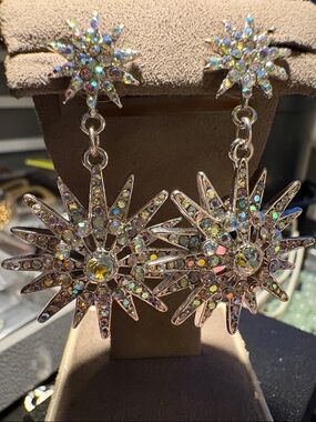 Kirks Folly Iridescent Starburst Drop Earrings